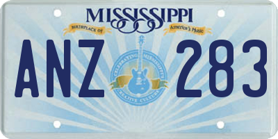 MS license plate ANZ283
