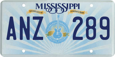 MS license plate ANZ289