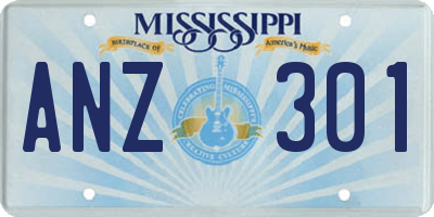 MS license plate ANZ301