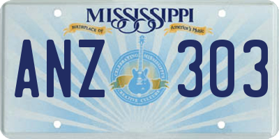 MS license plate ANZ303