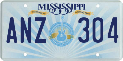 MS license plate ANZ304
