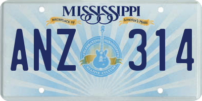 MS license plate ANZ314
