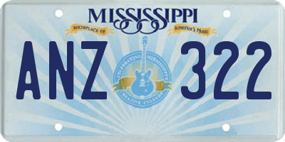MS license plate ANZ322