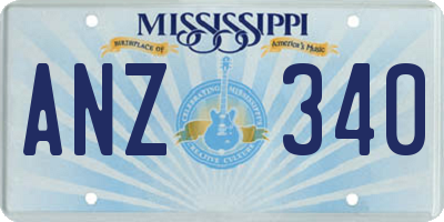MS license plate ANZ340