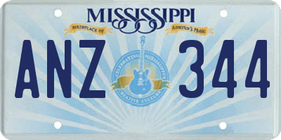 MS license plate ANZ344