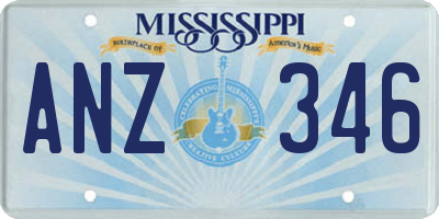 MS license plate ANZ346