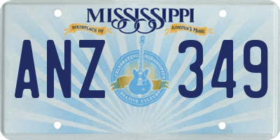MS license plate ANZ349