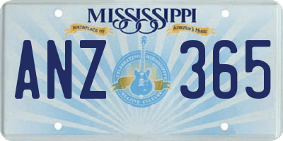 MS license plate ANZ365