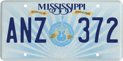 MS license plate ANZ372