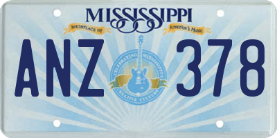 MS license plate ANZ378