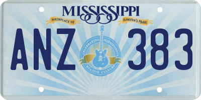 MS license plate ANZ383