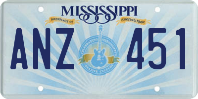 MS license plate ANZ451