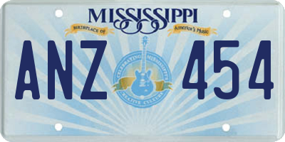 MS license plate ANZ454