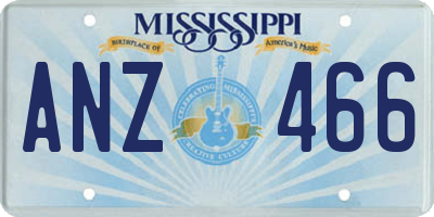 MS license plate ANZ466