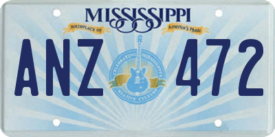 MS license plate ANZ472