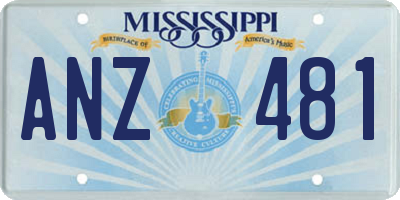 MS license plate ANZ481
