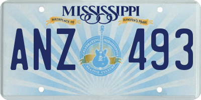 MS license plate ANZ493