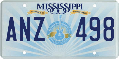MS license plate ANZ498