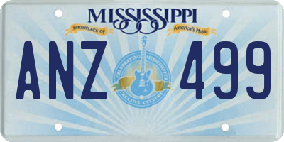 MS license plate ANZ499