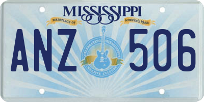 MS license plate ANZ506