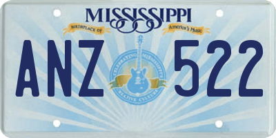 MS license plate ANZ522