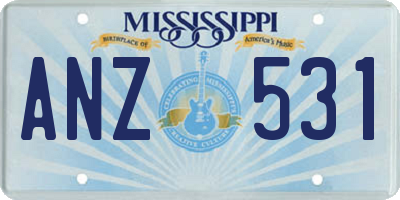 MS license plate ANZ531