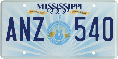 MS license plate ANZ540