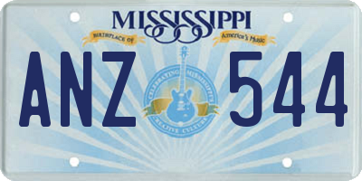 MS license plate ANZ544