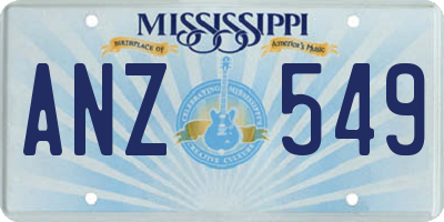 MS license plate ANZ549