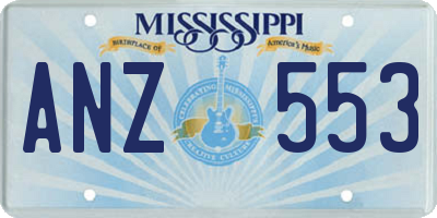 MS license plate ANZ553