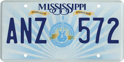 MS license plate ANZ572