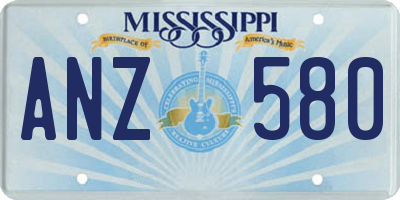 MS license plate ANZ580