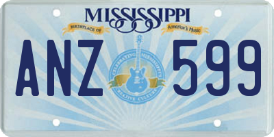 MS license plate ANZ599