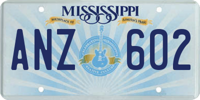 MS license plate ANZ602