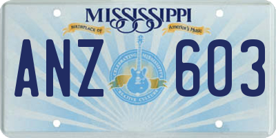 MS license plate ANZ603