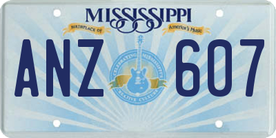 MS license plate ANZ607