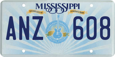 MS license plate ANZ608