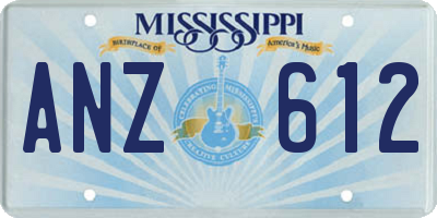 MS license plate ANZ612