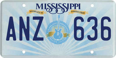 MS license plate ANZ636