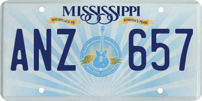 MS license plate ANZ657