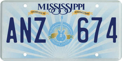 MS license plate ANZ674