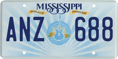 MS license plate ANZ688