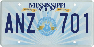 MS license plate ANZ701