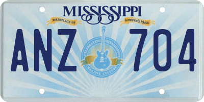 MS license plate ANZ704