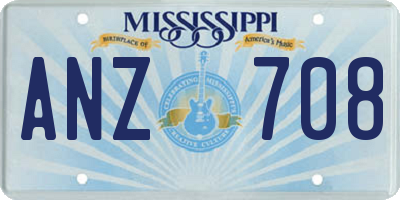 MS license plate ANZ708
