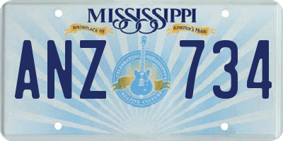 MS license plate ANZ734