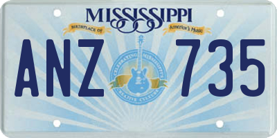 MS license plate ANZ735