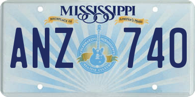 MS license plate ANZ740