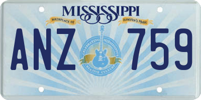 MS license plate ANZ759