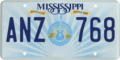 MS license plate ANZ768